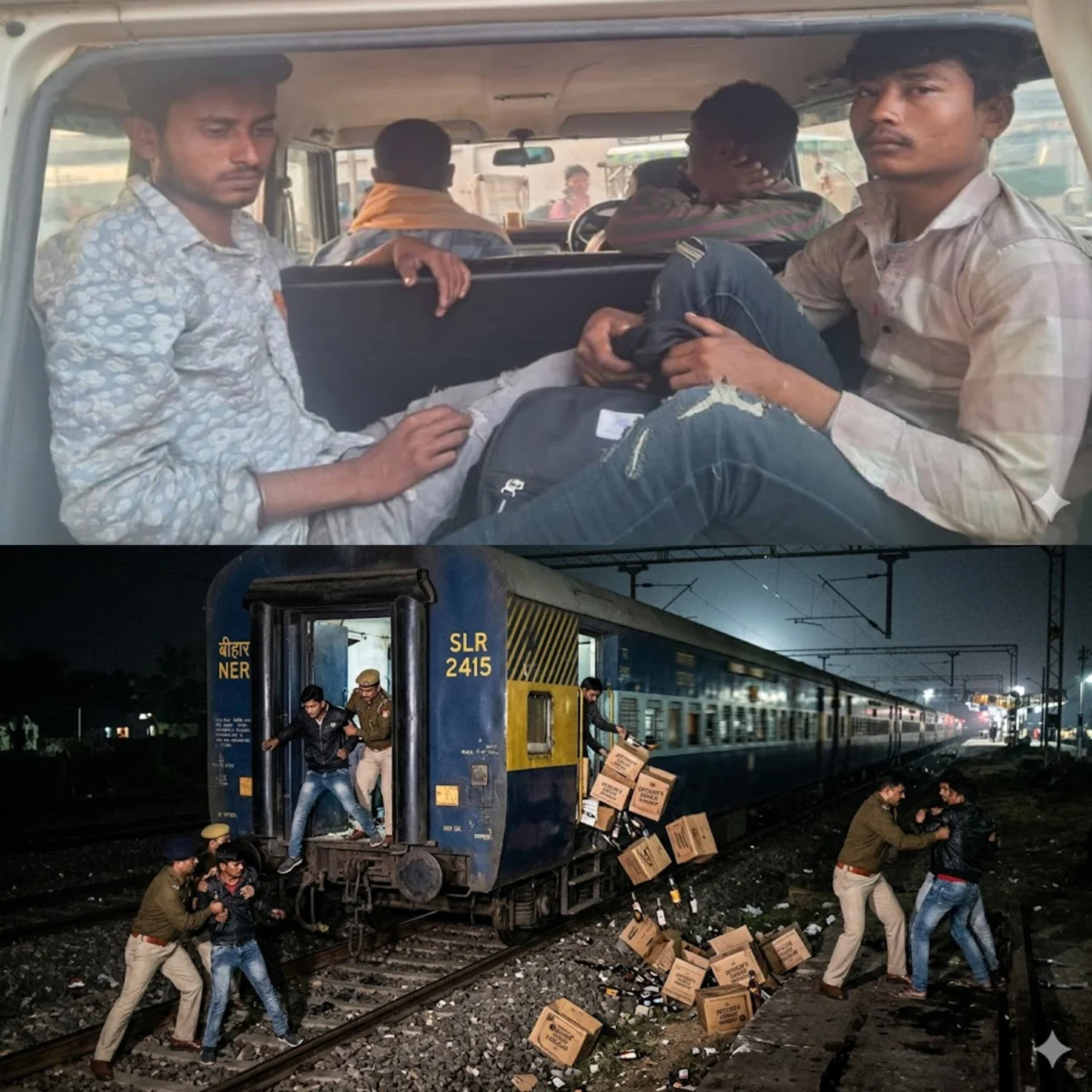 बेतिया में ट्रेन के SLR कोच से पकड़े गए शराब तस्कर, चलती ट्रेन से फेंकी शराब की खेप