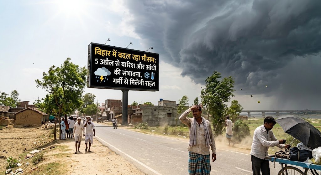 बिहार में बदल रहा मौसम: 5 अप्रैल से बारिश और आंधी की संभावना, गर्मी से मिलेगी राहत 1 बिहार में बदल रहा मौसम: 5 अप्रैल से बारिश और आंधी की संभावना, गर्मी से मिलेगी राहत