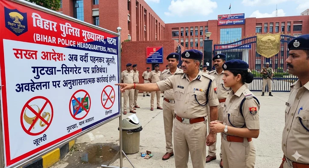 बिहार पुलिस मुख्यालय का सख्त आदेश: अब वर्दी पहनकर जूलरी, गुटखा-सिगरेट पर प्रतिबंध