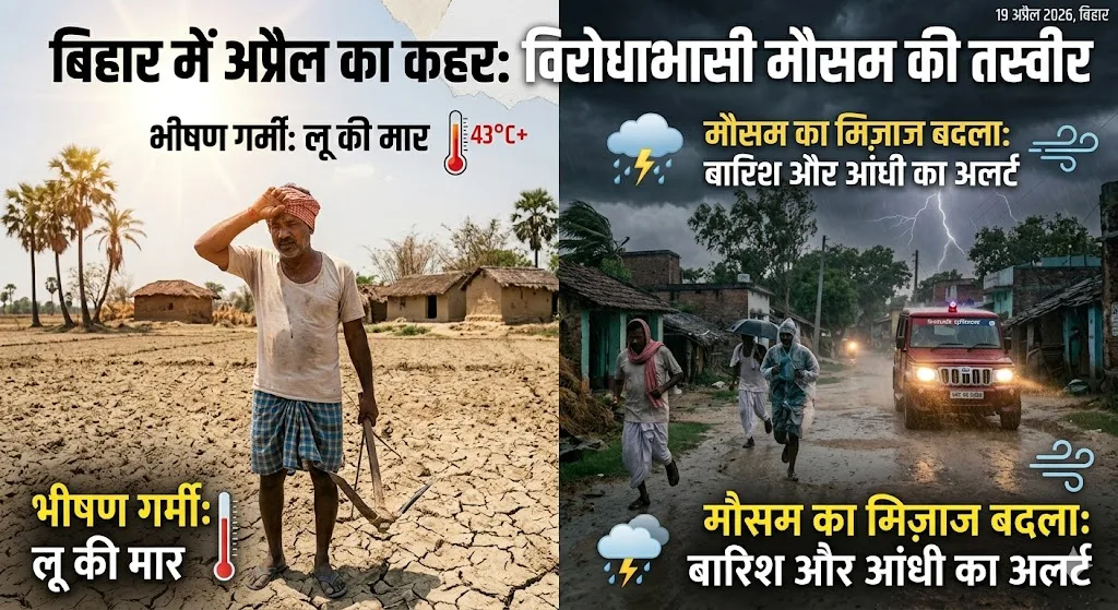 बिहार में अप्रैल का कहर: कहीं लू की मार, कहीं बारिश और आंधी का अलर्ट 1 बिहार में अप्रैल का कहर: कहीं लू की मार, कहीं बारिश और आंधी का अलर्ट