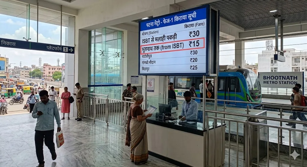 पटना मेट्रो फेज-1 का किराया तय: ISBT से मलाही पकड़ी 30 रुपये, भूतनाथ तक 15 रुपये 1 पटना मेट्रो फेज-1 का किराया तय: ISBT से मलाही पकड़ी 30 रुपये, भूतनाथ तक 15 रुपये