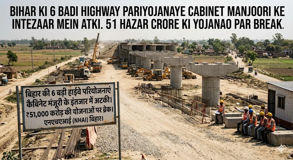 बिहार की 6 बड़ी हाईवे परियोजनाएं कैबिनेट मंजूरी के इंतजार में अटकी, 51 हजार करोड़ की योजनाओं पर ब्रेक