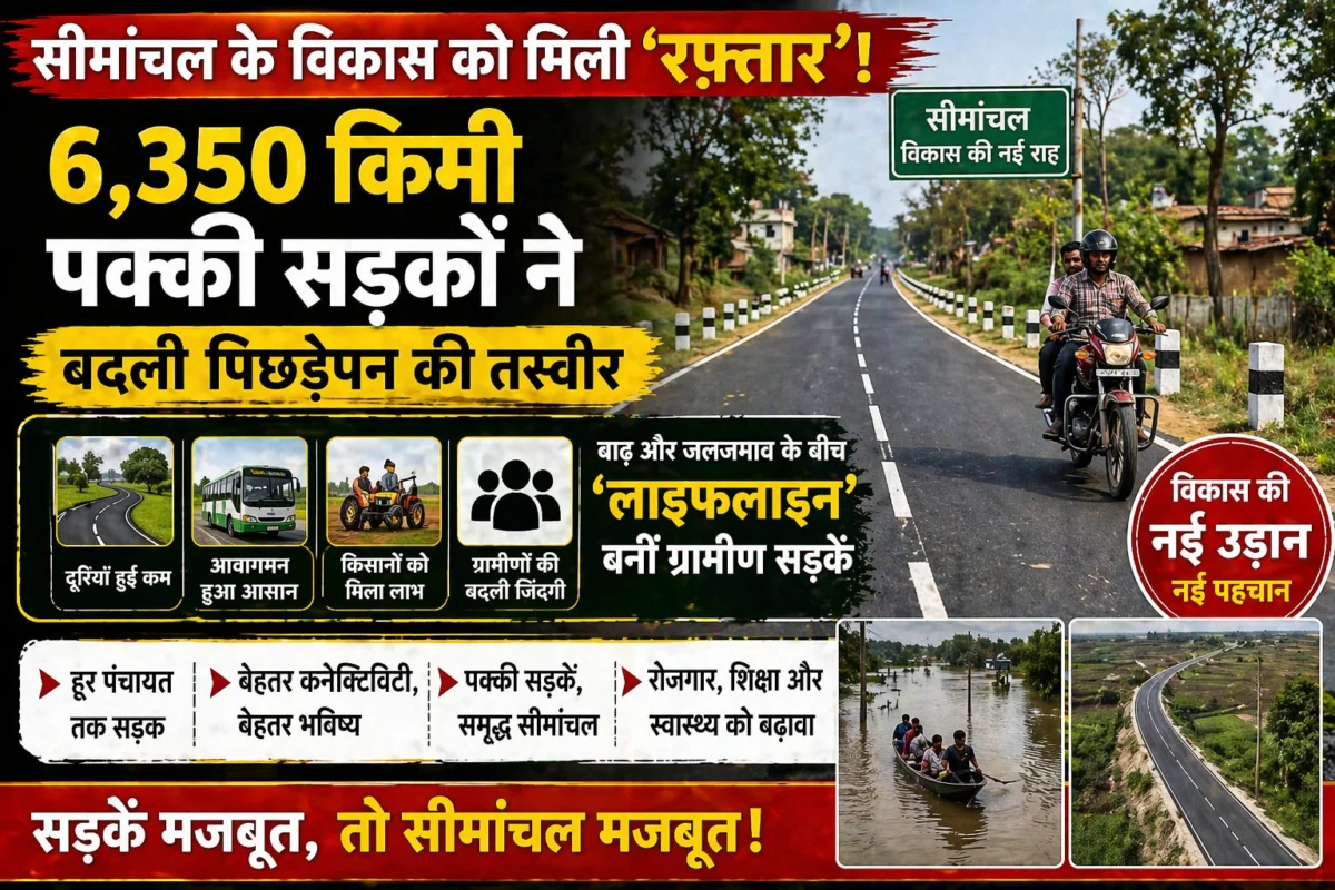 सीमांचल के विकास को मिली 'रफ़्तार': 6,350 किमी पक्की सड़कों ने बदली पिछड़ेपन की तस्वीर; बाढ़ और जलजमाव के बीच 'लाइफलाइन' बनीं ग्रामीण सड़कें 1 सीमांचल के विकास को मिली 'रफ़्तार': 6,350 किमी पक्की सड़कों ने बदली पिछड़ेपन की तस्वीर; बाढ़ और जलजमाव के बीच 'लाइफलाइन' बनीं ग्रामीण सड़कें