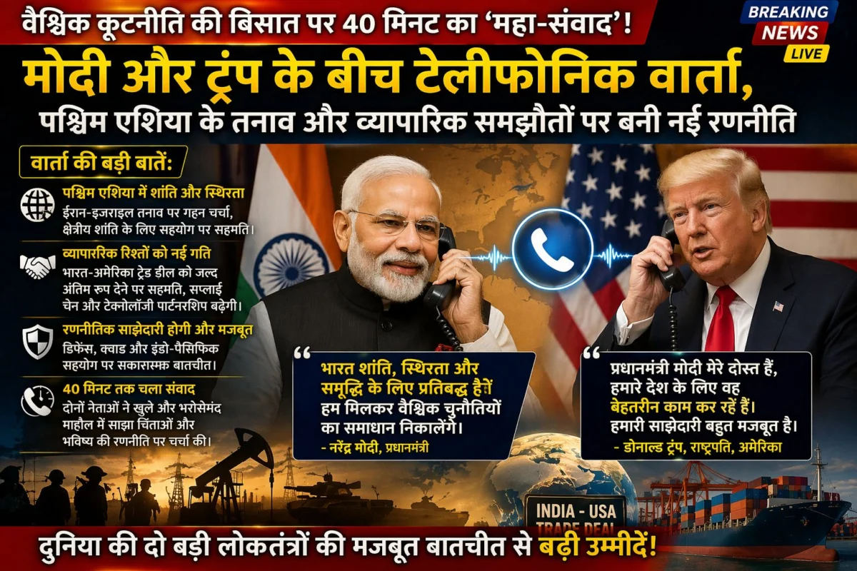 वैश्विक कूटनीति की बिसात पर 40 मिनट का ‘महा-संवाद’: मोदी और ट्रंप के बीच टेलीफोनिक वार्ता, पश्चिम एशिया के तनाव और व्यापारिक समझौतों पर बनी नई रणनीति
