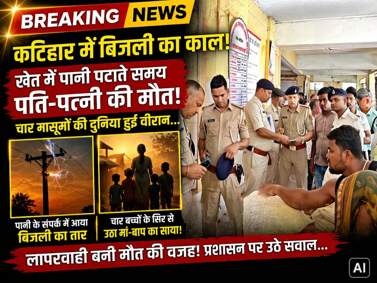 कटिहार में बिजली का काल: खेत में पानी पटाते समय पति-पत्नी की मौत, चार मासूमों की दुनिया हुई वीरान 1 कटिहार में बिजली का काल: खेत में पानी पटाते समय पति-पत्नी की मौत, चार मासूमों की दुनिया हुई वीरान