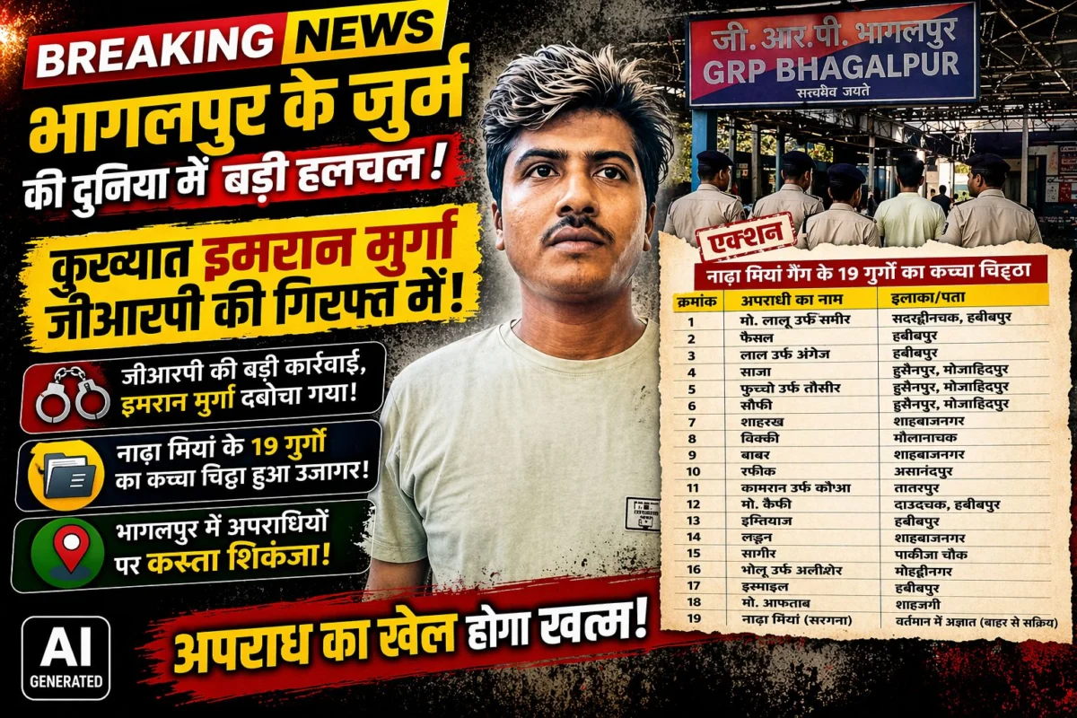 भागलपुर के जुर्म की दुनिया में बड़ी हलचल: कुख्यात इमरान मुर्गा जीआरपी की गिरफ्त में, नाढ़ा मियां के 19 गुर्गों का कच्चा चिट्ठा उजागर