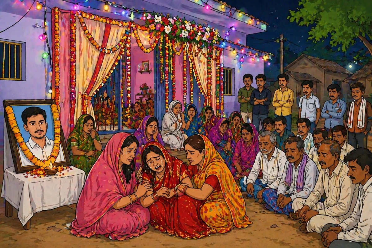 तिलक की खुशियां मातम में बदलीं: पूर्वी चंपारण में दूल्हे की अचानक मौत से गांव में पसरा सन्नाटा