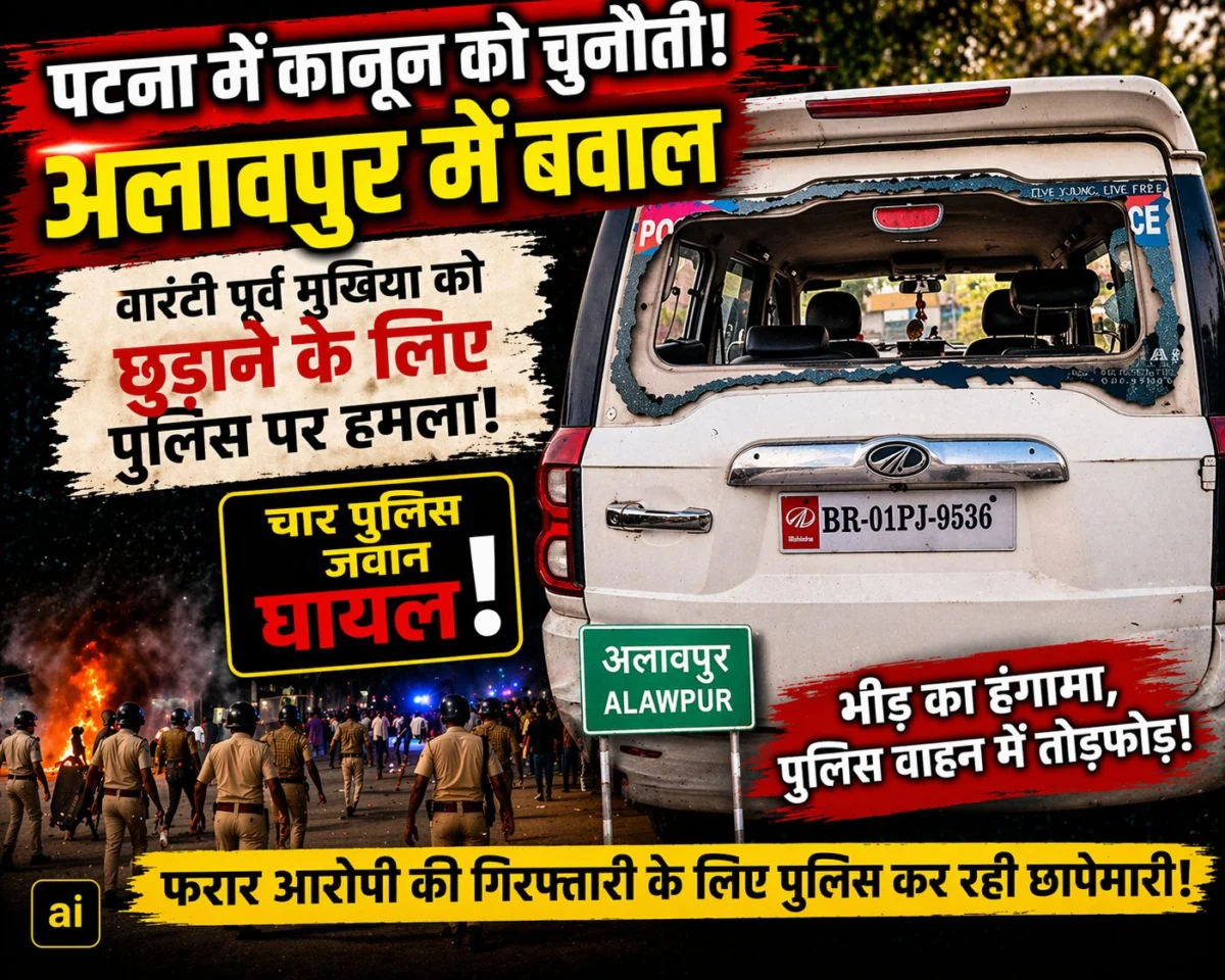 ​पटना में कानून को चुनौती: अलावपुर में ‘भीड़तंत्र’ का नंगा नाच, वारंटी पूर्व मुखिया को छुड़ाने के लिए पुलिस पर खूनी हमला, चार जवान लहूलुहान