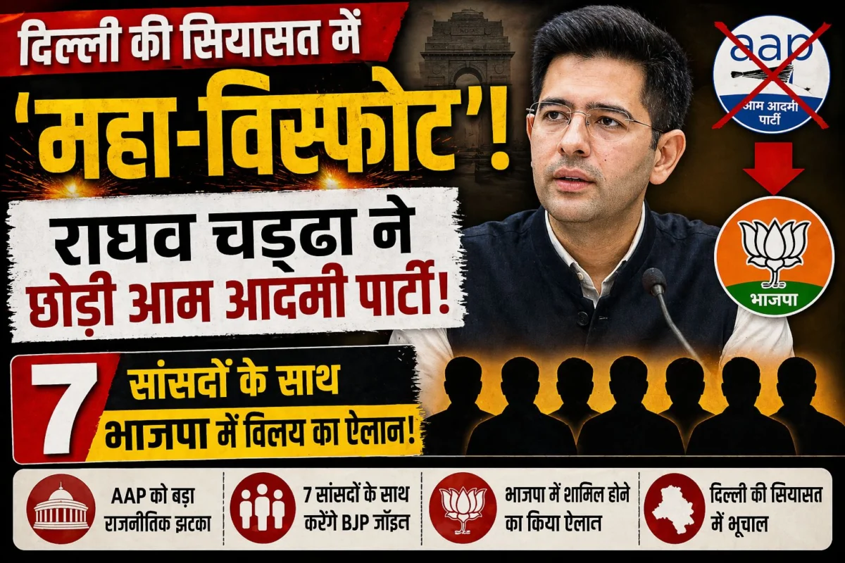 दिल्ली की सियासत में 'महा-विस्फोट': राघव चड्ढा ने छोड़ी आम आदमी पार्टी; 7 सांसदों के साथ भाजपा में विलय का एलान 1 दिल्ली की सियासत में 'महा-विस्फोट': राघव चड्ढा ने छोड़ी आम आदमी पार्टी; 7 सांसदों के साथ भाजपा में विलय का एलान