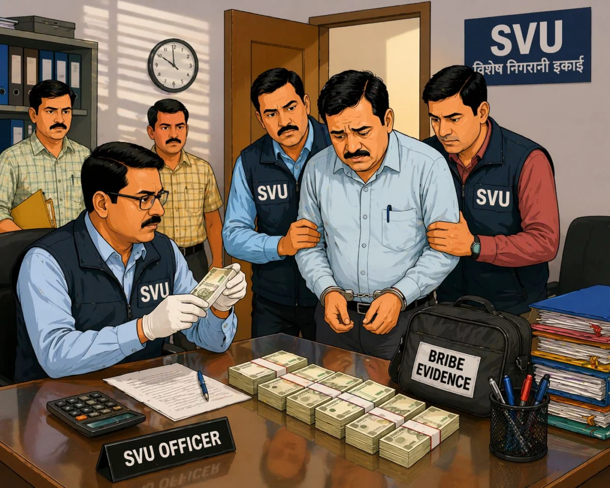 शिक्षा परियोजना के सहायक अभियंता 10 हजार रुपये रिश्वत लेते गिरफ्तार, SVU की बड़ी कार्रवाई