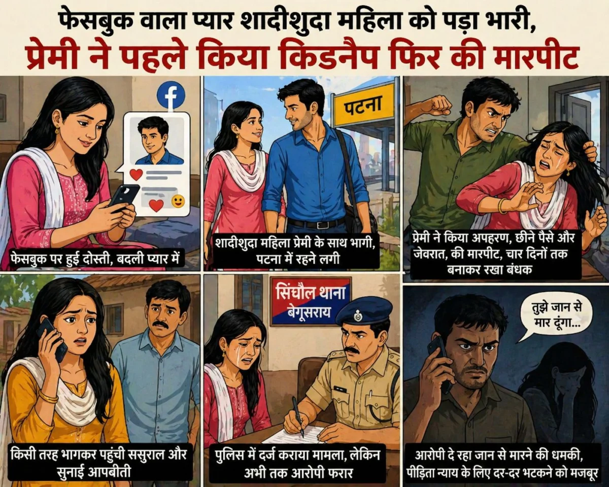 फेसबुक वाला प्यार पड़ा भारी: शादीशुदा महिला का अपहरण, मारपीट और धमकी का आरोप