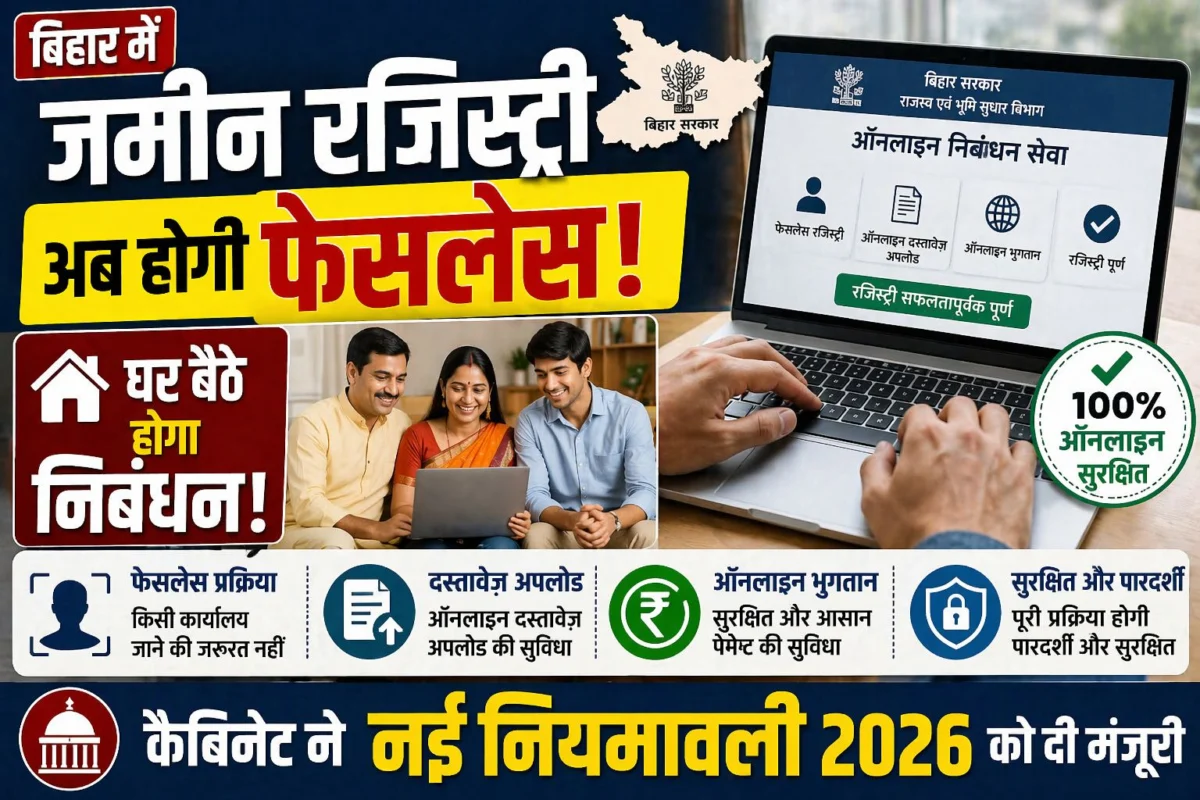 ​बिहार में जमीन रजिस्ट्री अब होगी फेसलेस; घर बैठे होगा निबंधन; कैबिनेट ने नई नियमावली 2026 को दी मंजूरी