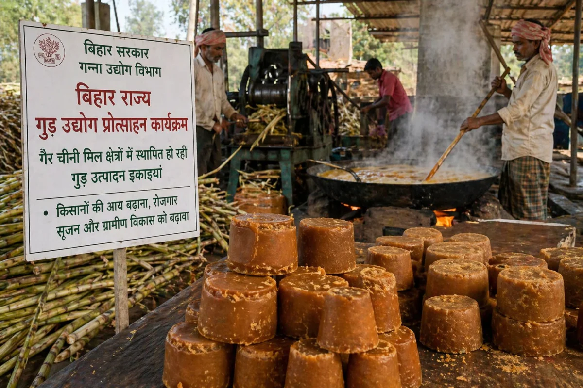 बिहार में गुड़ उद्योग को बढ़ावा: गैर चीनी मिल क्षेत्रों में स्थापित होंगी नई इकाइयां, किसानों की आय बढ़ाने पर जोर 1 बिहार में गुड़ उद्योग को बढ़ावा: गैर चीनी मिल क्षेत्रों में स्थापित होंगी नई इकाइयां, किसानों की आय बढ़ाने पर जोर