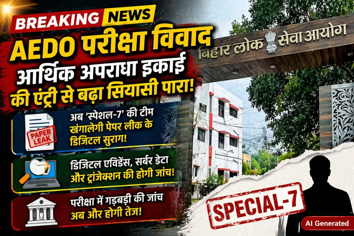 AEDO परीक्षा विवाद: आर्थिक अपराध इकाई की एंट्री से बढ़ा सियासी पारा, अब ‘स्पेशल-7’ की टीम खंगालेगी पेपर लीक के डिजिटल सुराग
