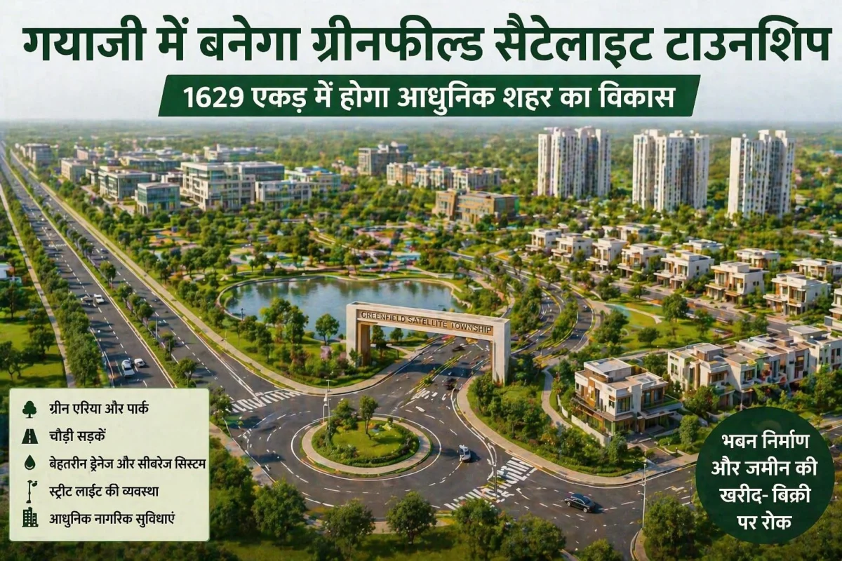 गयाजी में 1629 एकड़ में बनेगा ग्रीनफील्ड सैटेलाइट टाउनशिप, जमीन खरीद-बिक्री पर अस्थायी रोक लागू 1 गयाजी में 1629 एकड़ में बनेगा ग्रीनफील्ड सैटेलाइट टाउनशिप, जमीन खरीद-बिक्री पर अस्थायी रोक लागू