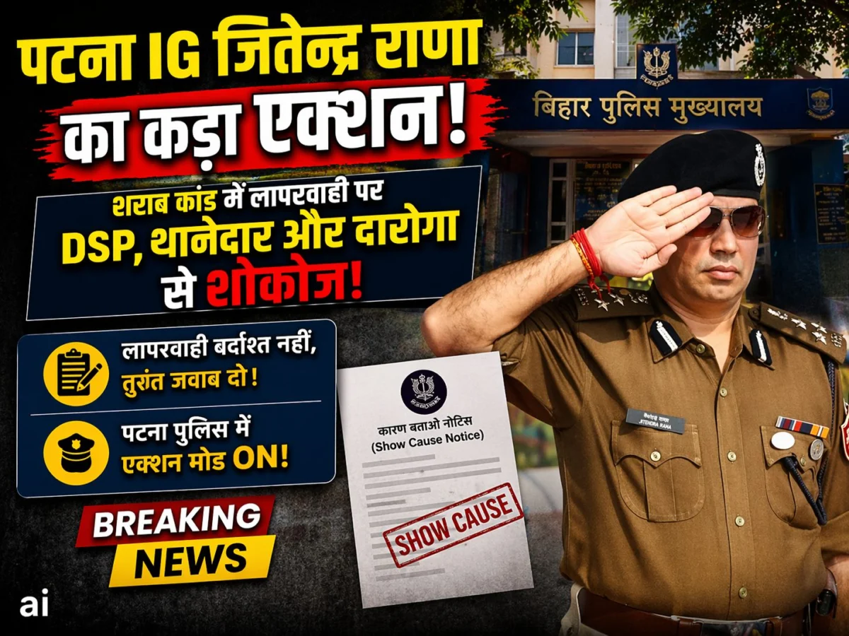 ​पटना IG का कड़ा एक्शन: शराब कांड में लापरवाही पर DSP, थानेदार और दारोगा से शोकॉज