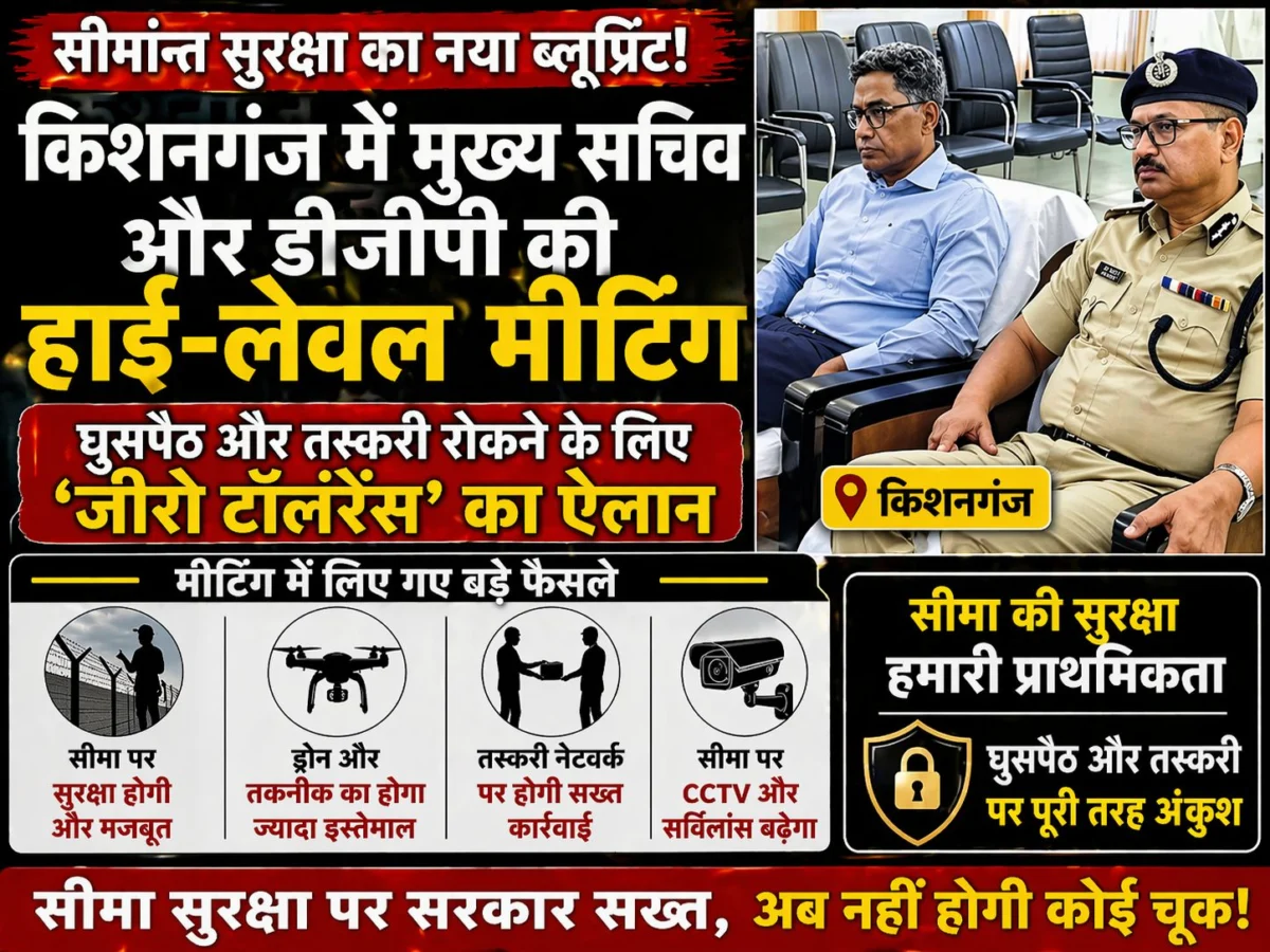 सीमान्त सुरक्षा का नया ब्लूप्रिंट: किशनगंज में मुख्य सचिव और डीजीपी की हाई-लेवल मीटिंग; घुसपैठ और तस्करी रोकने के लिए 'जीरो टॉलरेंस' का ऐलान