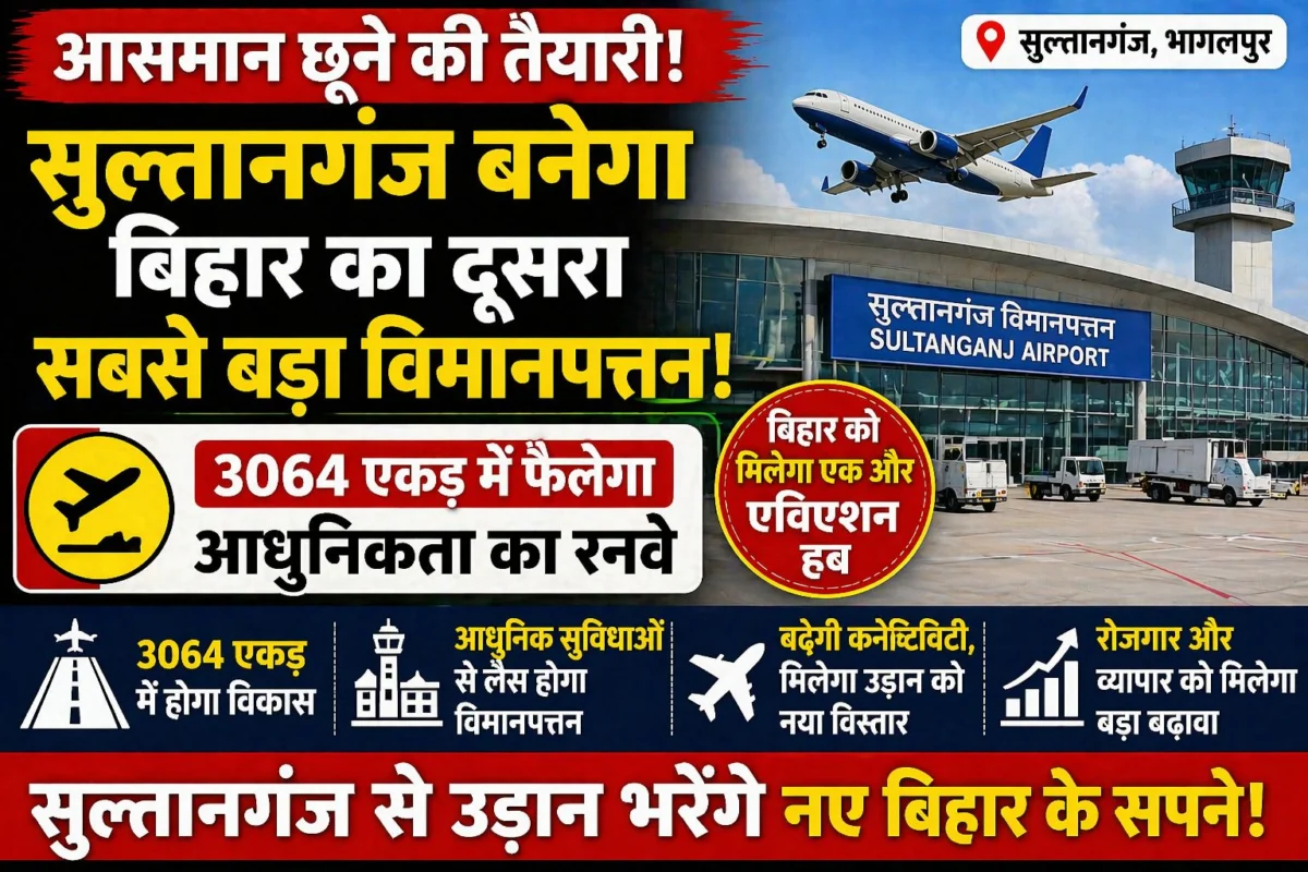 आसमान छूने की तैयारी: सुल्तानगंज बनेगा बिहार का दूसरा सबसे बड़ा विमानपत्तन, 3064 एकड़ में फैलेगा आधुनिकता का रनवे