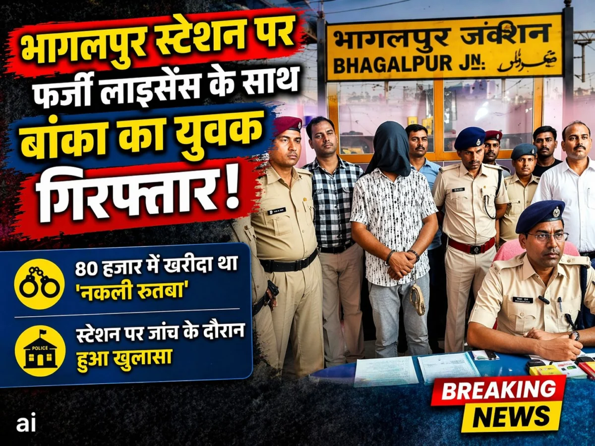 भागलपुर स्टेशन पर फर्जी लाइसेंस और दोनाली बंदूक के साथ बांका का युवक गिरफ्तार: 80 हजार में खरीदा था ‘नकली रूतबा’