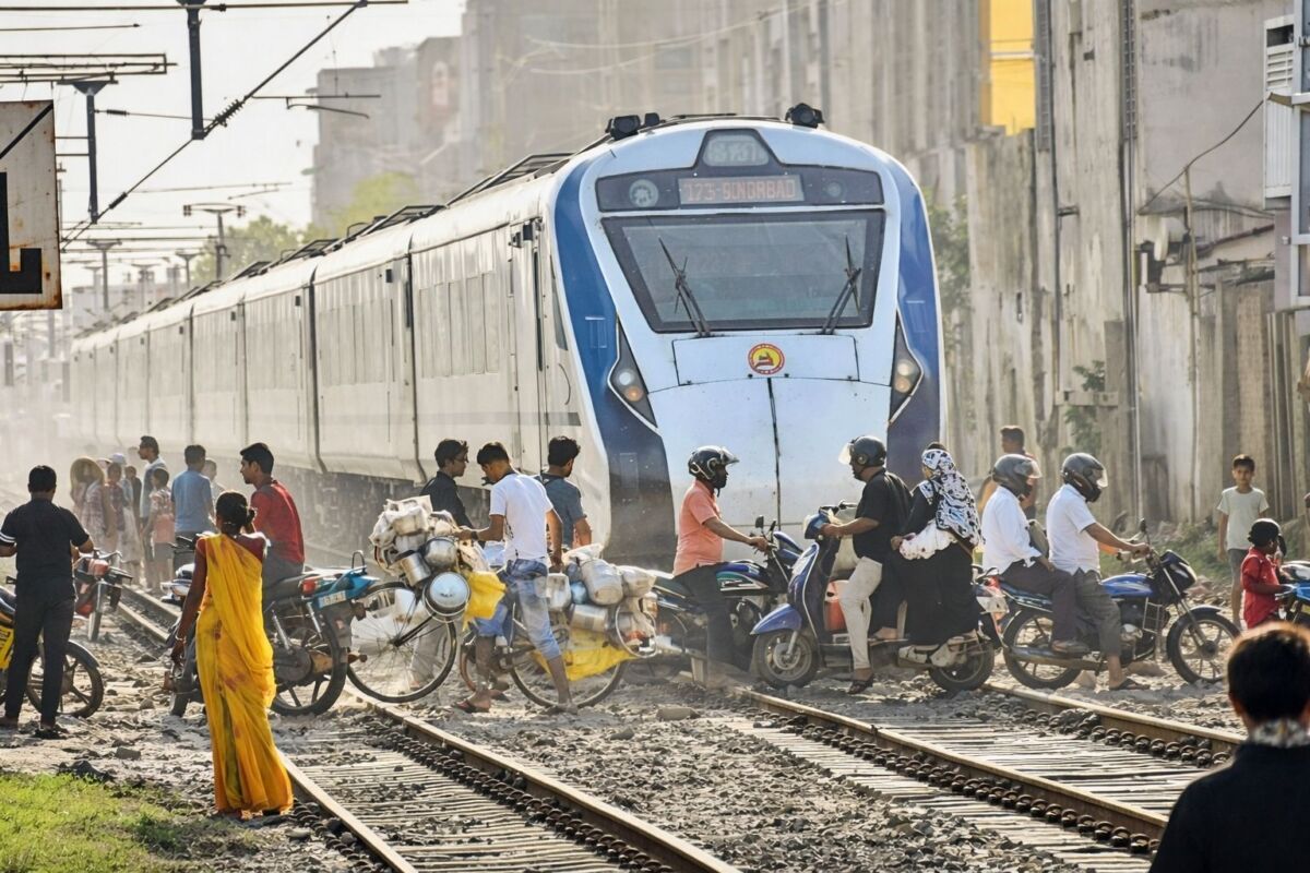 ​भागलपुर में 'हाई-स्पीड' बनाम 'शॉर्टकट कल्चर': मौलानाचक के पास थमी वंदे भारत एक्सप्रेस की रफ़्तार, ट्रैक पर बाइक सवारों की मनमानी के आगे बेबस हुई आधुनिक रेल