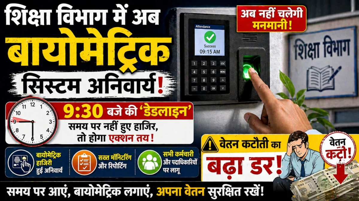 शिक्षा विभाग में अब बायोमेट्रिक सिस्टम अनिवार्य; 9:30 बजे की ‘डेडलाइन’ और वेतन कटौती का बढ़ा डर