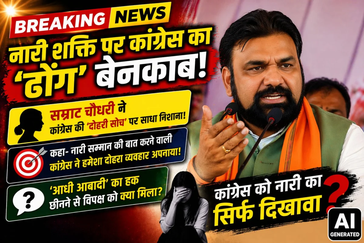 नारी शक्ति पर कांग्रेस का 'ढोंग' बेनकाब: सम्राट चौधरी ने 'दोहरी सोच' पर साधा निशाना, पूछा— 'आधी आबादी' का हक छीनने से विपक्ष को क्या मिला? 1 नारी शक्ति पर कांग्रेस का 'ढोंग' बेनकाब: सम्राट चौधरी ने 'दोहरी सोच' पर साधा निशाना, पूछा— 'आधी आबादी' का हक छीनने से विपक्ष को क्या मिला?