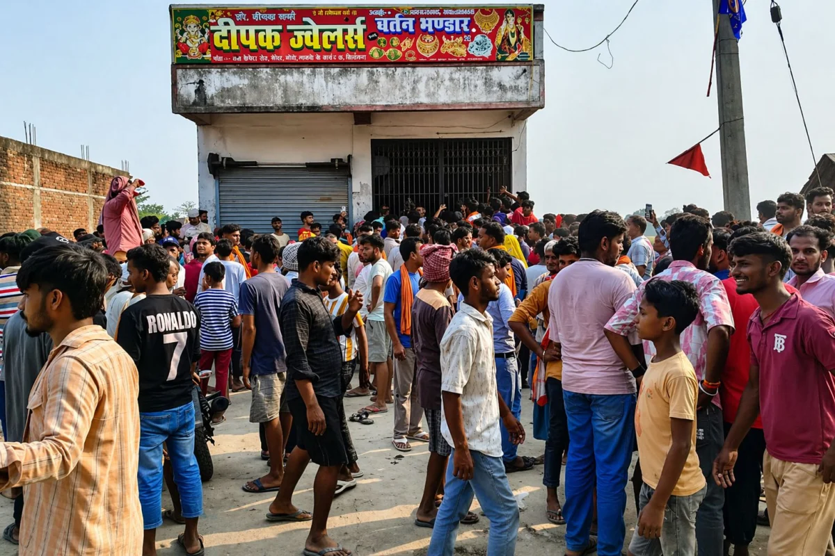 गोपालगंज में ज्वेलरी शॉप लूट और फायरिंग: भीड़ के हत्थे चढ़े बदमाश, एक व्यक्ति की मौत से फैला तनाव