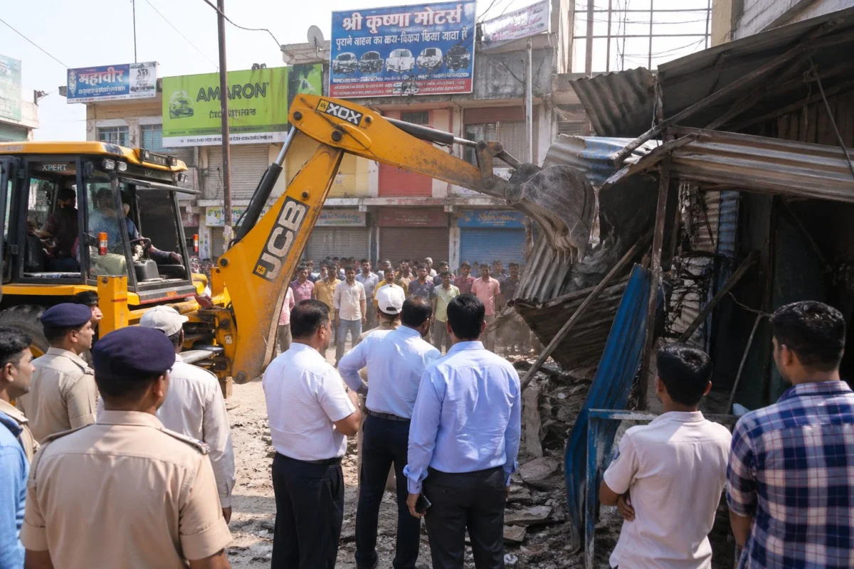 सीएम सम्राट की सख्ती का असर, आरा में गरजा प्रशासन का बुलडोजर, हटाए गए अवैध कब्जे