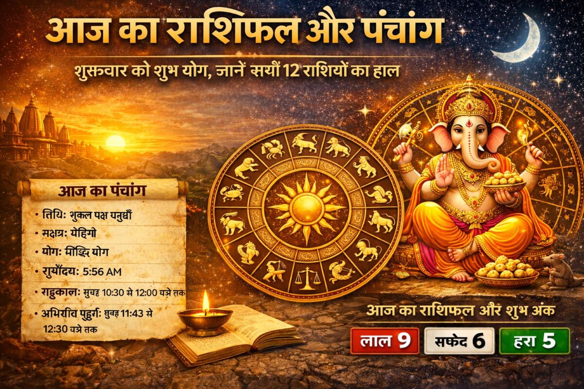 आज का राशिफल और पंचांग: शुक्रवार को बन रहे शुभ योग, जानें सभी 12 राशियों का हाल, सुबह का शुभ रंग और अंक