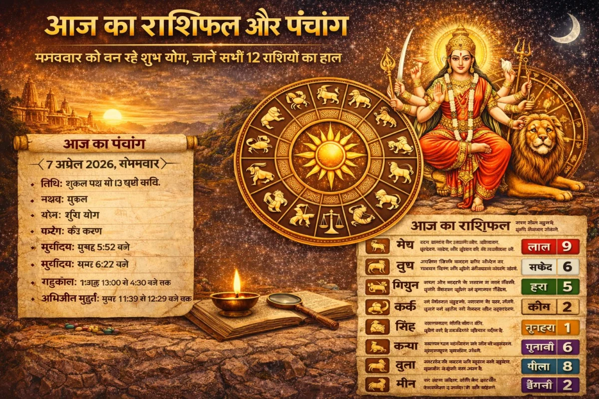 आज का राशिफल और पंचांग: मंगलवार को बन रहे शुभ योग, जानें सभी 12 राशियों का हाल, सुबह का शुभ रंग और अंक