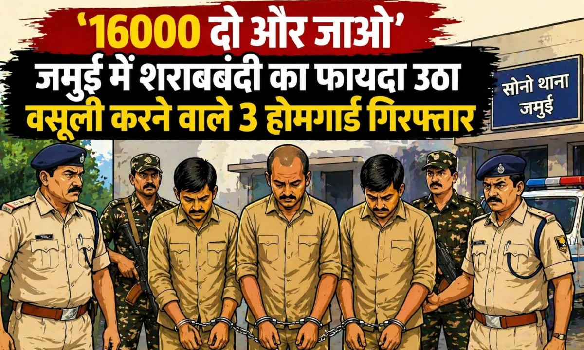 शराबबंदी की आड़ में उगाही का खेल, जमुई में तीन होमगार्ड गिरफ्तार 1 शराबबंदी की आड़ में उगाही का खेल, जमुई में तीन होमगार्ड गिरफ्तार
