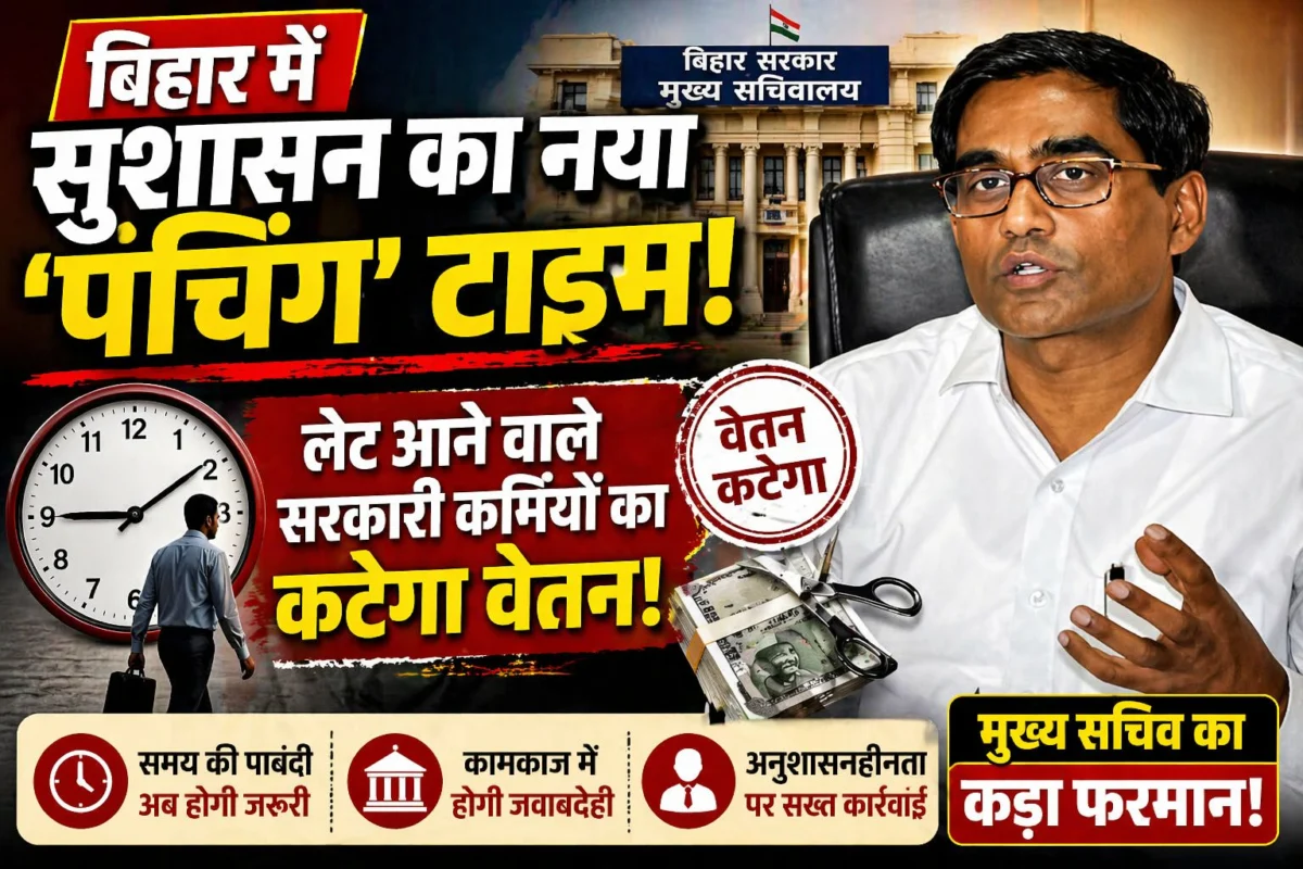 ​बिहार में सुशासन का नया ‘पंचिंग’ टाइम; लेट आने वाले सरकारी कर्मियों का कटेगा वेतन; मुख्य सचिव का कड़ा फरमान