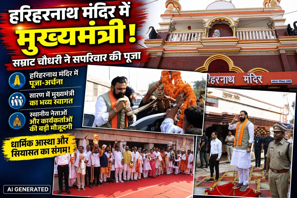 ​हरिहरनाथ मंदिर में मुख्यमंत्री: सम्राट चौधरी ने सपरिवार की पूजा, सारण में हुआ भव्य स्वागत