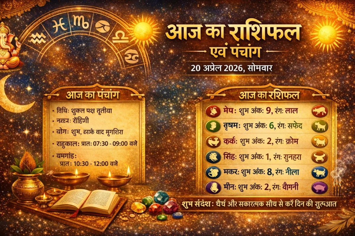 आज का राशिफल एवं पंचांग (20 अप्रैल 2026, सोमवार)
