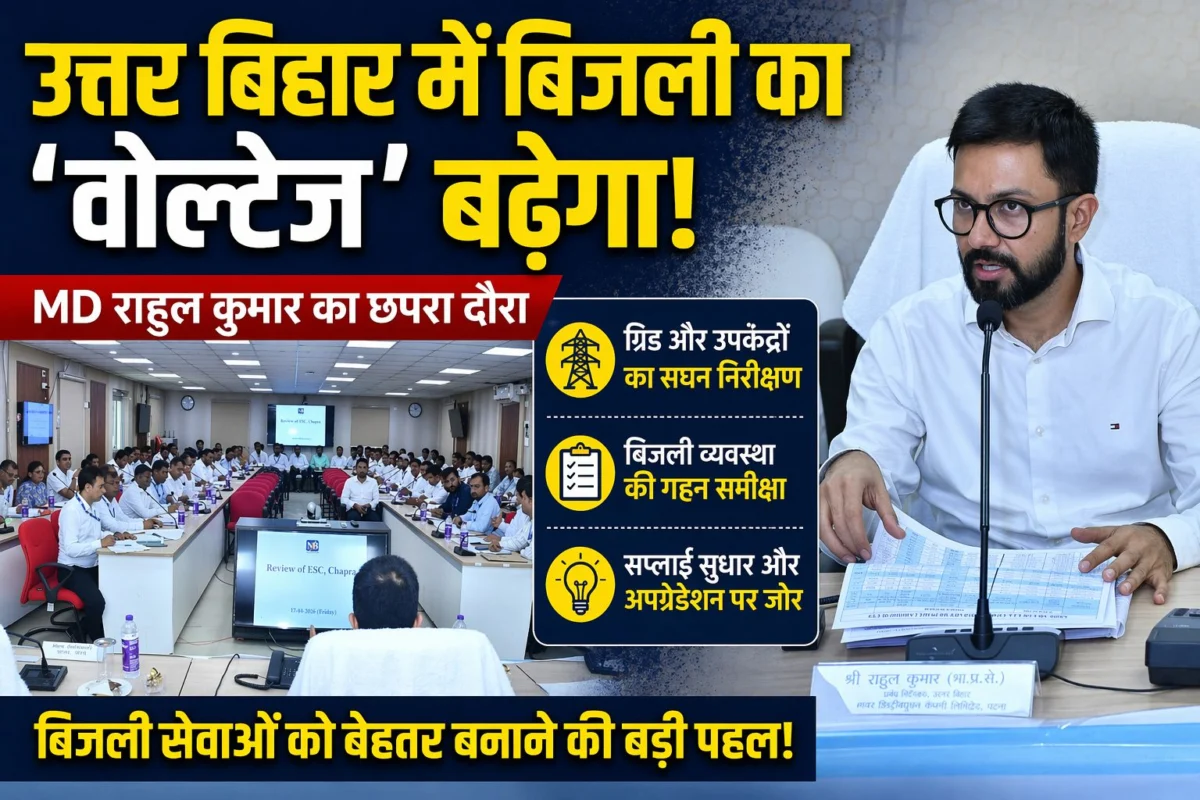 उत्तर बिहार में बिजली का ‘वोल्टेज’ बढ़ाने की तैयारी: प्रबंध निदेशक राहुल कुमार ने छपरा में परखी बिजली की चाल, ग्रिड और उपकेंद्रों का किया सघन निरीक्षण