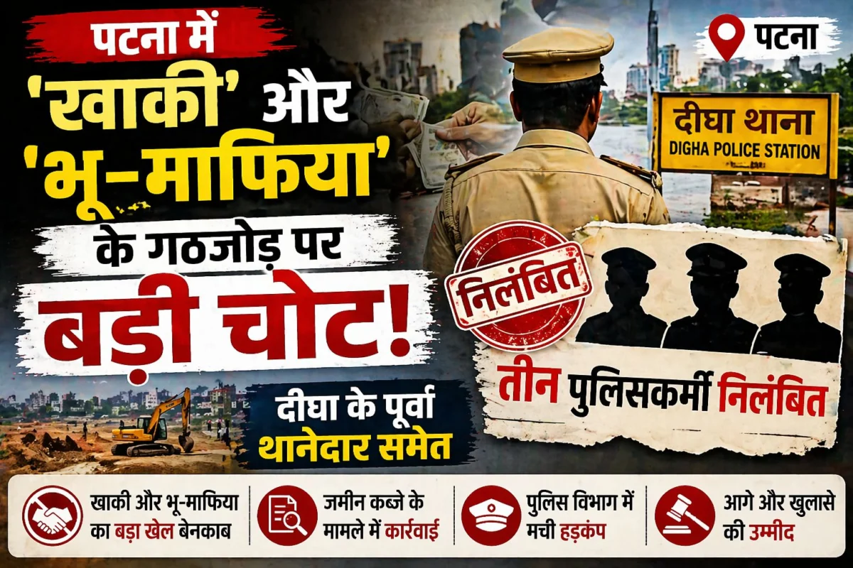​पटना में 'खाकी' और 'भू-माफिया' के गठजोड़ पर बड़ी चोट: दीघा के पूर्व थानेदार समेत तीन पुलिसकर्मी निलंबित