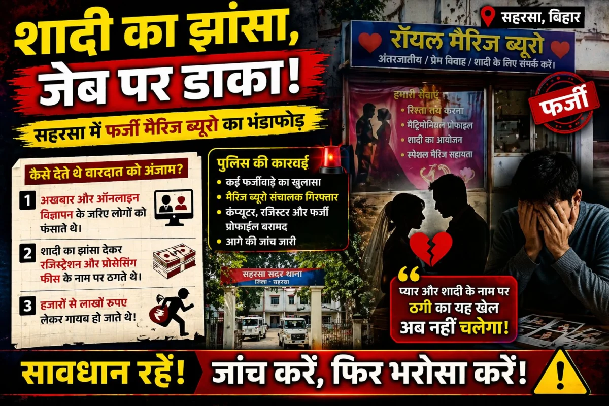शादी का झांसा, जेब पर डाका: सहरसा में फर्जी मैरिज ब्यूरो का भंडाफोड़