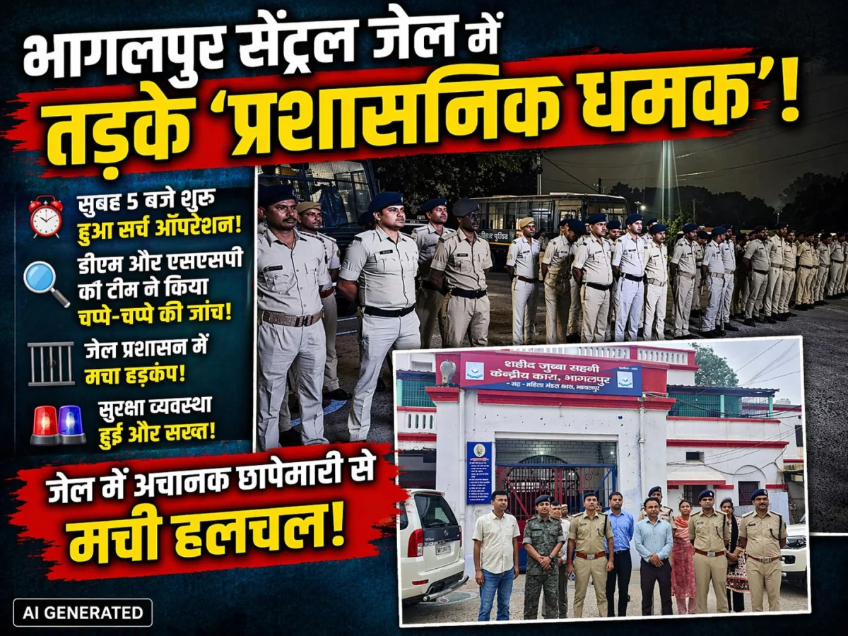 भागलपुर सेंट्रल जेल में तड़के ‘प्रशासनिक धमक’: डीएम और एसएसपी की टीम ने चप्पे-चप्पे को खंगाला, 5 बजे सुबह शुरू हुआ सर्च ऑपरेशन