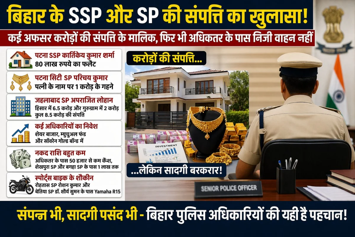 बिहार के एसएसपी और एसपी की संपत्ति का खुलासा: करोड़ों की संपत्ति, फिर भी सादगी बरकरार 1 बिहार के एसएसपी और एसपी की संपत्ति का खुलासा: करोड़ों की संपत्ति, फिर भी सादगी बरकरार