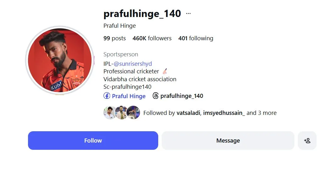 3000 से 4.6 लाख फॉलोअर्स: Prafull Hinge ने डेब्यू में रचा इतिहास, 6 गेंदों में बदल दी किस्मत 2 3000 से 4.6 लाख फॉलोअर्स: Prafull Hinge ने डेब्यू में रचा इतिहास, 6 गेंदों में बदल दी किस्मत
