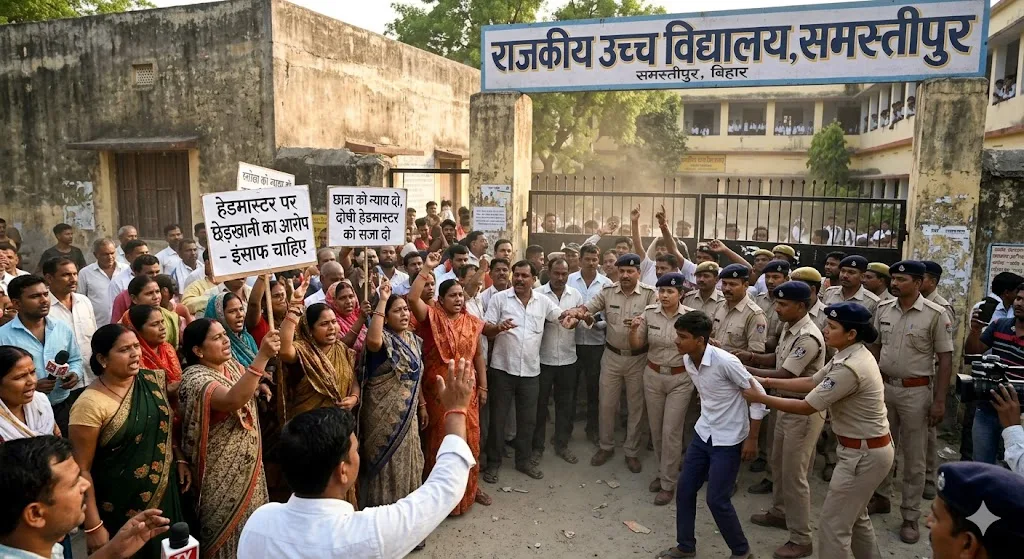 समस्तीपुर में छात्रा ने हेडमास्टर पर लगाया छेड़खानी का आरोप, स्कूल में हंगामा