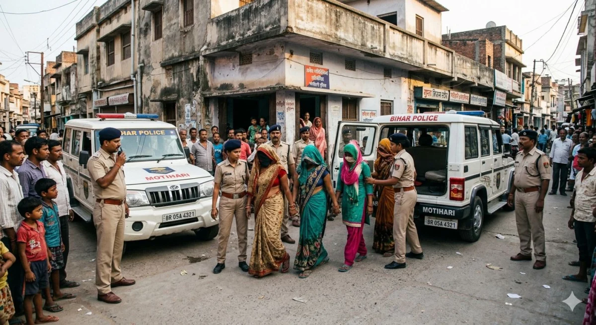 मोतीहारी (बिहार) में अवैध देह व्यापार रैकेट का भंडाफोड़, चार महिलाएं गिरफ्तार