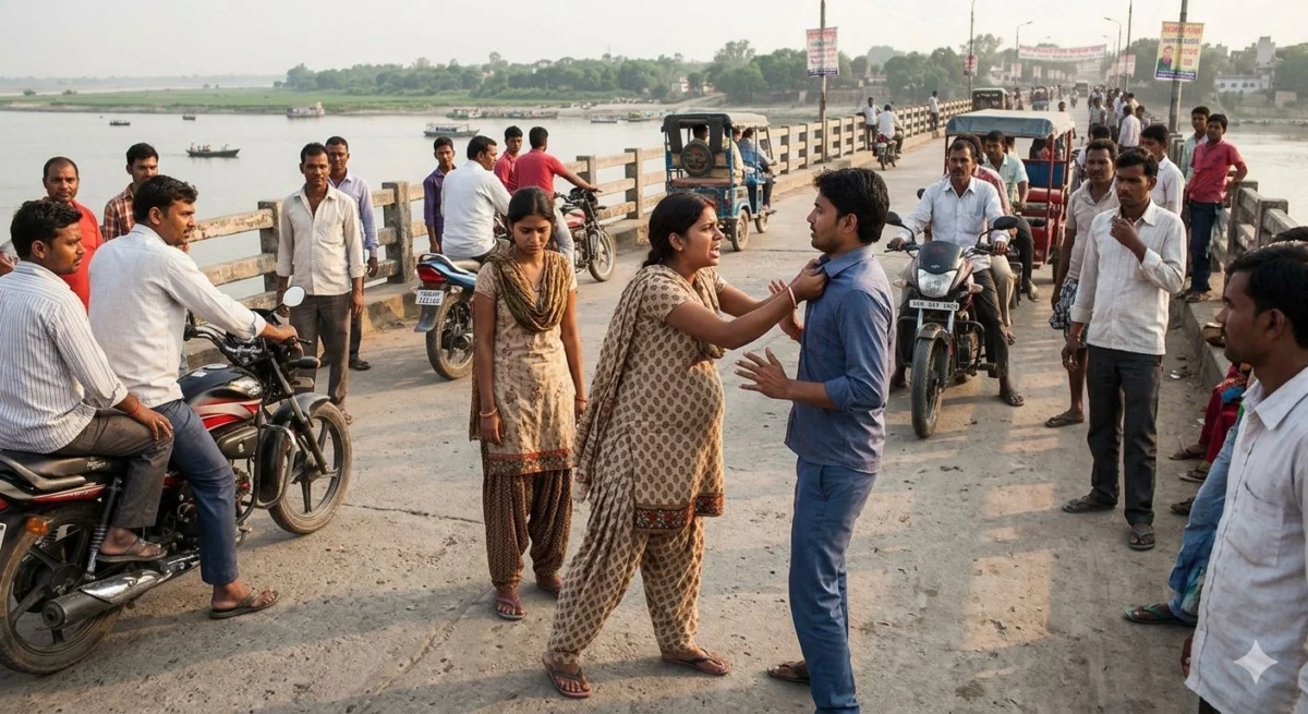 ​नाथनगर के चम्पापुल पर 'त्रिकोणीय' संग्राम: आठ माह की गर्भवती ने बीच सड़क पर पति को नाबालिग प्रेमिका संग दबोचा, जमकर हुई धुनाई