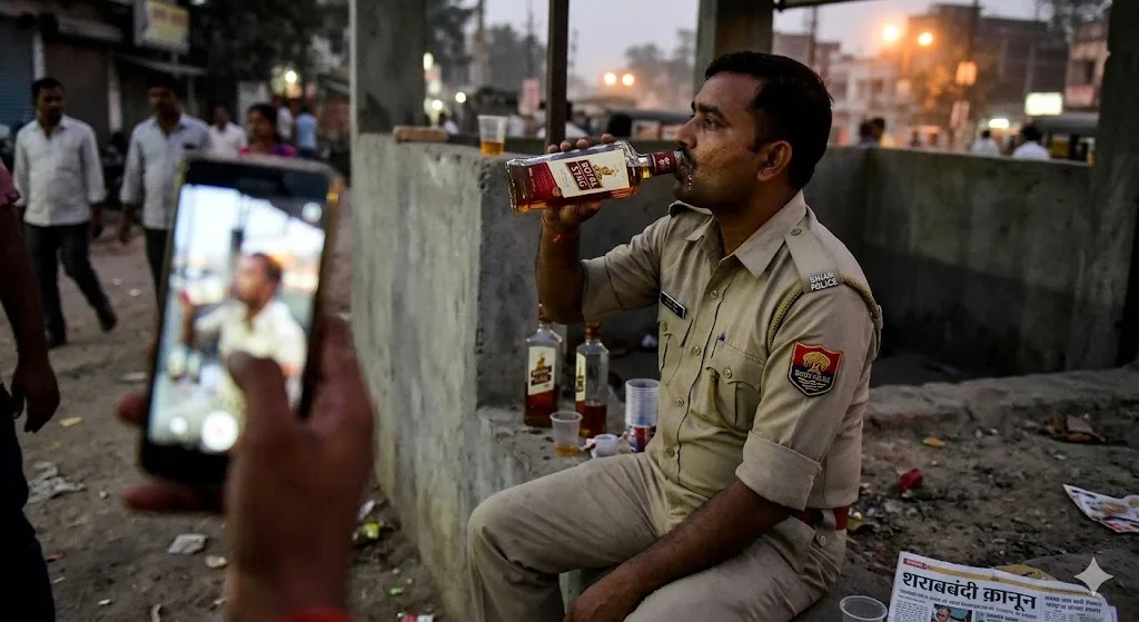 शराबबंदी वाले बिहार में शराब पीते दिखा पुलिसकर्मी? वायरल VIDEO से मचा हड़कंप
