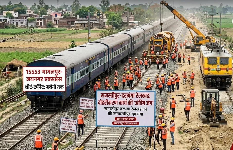 ​समस्तीपुर-दरभंगा रेलखंड पर दोहरीकरण की अंतिम जंग: भागलपुर-जयनगर सहित कई एक्सप्रेस ट्रेनें शॉर्ट-टर्मिनेट, बदले मार्ग से चलेंगी गाड़ियां