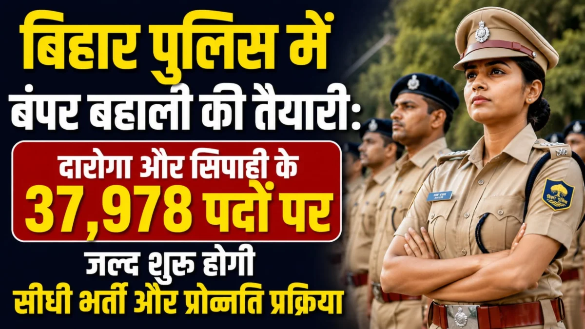 बिहार पुलिस में बंपर बहाली की तैयारी: दारोगा और सिपाही के 37,978 पदों पर जल्द शुरू होगी सीधी भर्ती और प्रोन्नति प्रक्रिया 1 बिहार पुलिस में बंपर बहाली की तैयारी: दारोगा और सिपाही के 37,978 पदों पर जल्द शुरू होगी सीधी भर्ती और प्रोन्नति प्रक्रिया