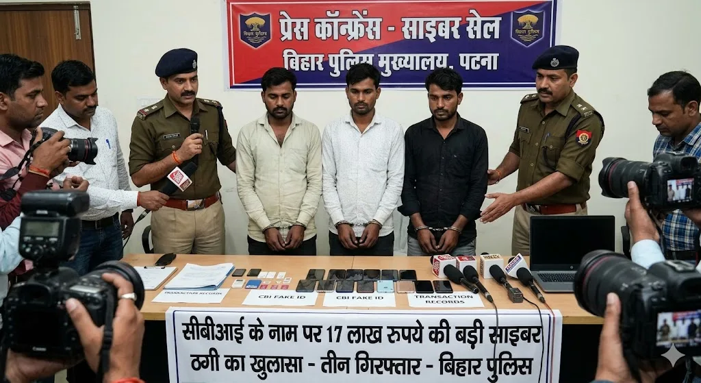 बिहार में साइबर ठगी का बड़ा खुलासा, सीबीआई के नाम पर 17 लाख रुपये की ठगी, तीन आरोपी गिरफ्तार