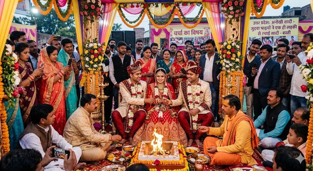 उत्तर प्रदेश: जुड़वा भाइयों ने एक ही लड़की से रचाई शादी, बस्ती में अनोखी शादी बनी चर्चा का विषय