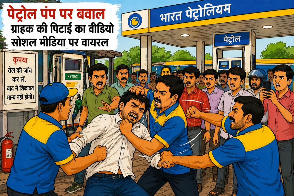 पेट्रोल पंप पर बवाल, ग्राहक की पिटाई का वीडियो सोशल मीडिया पर वायरल