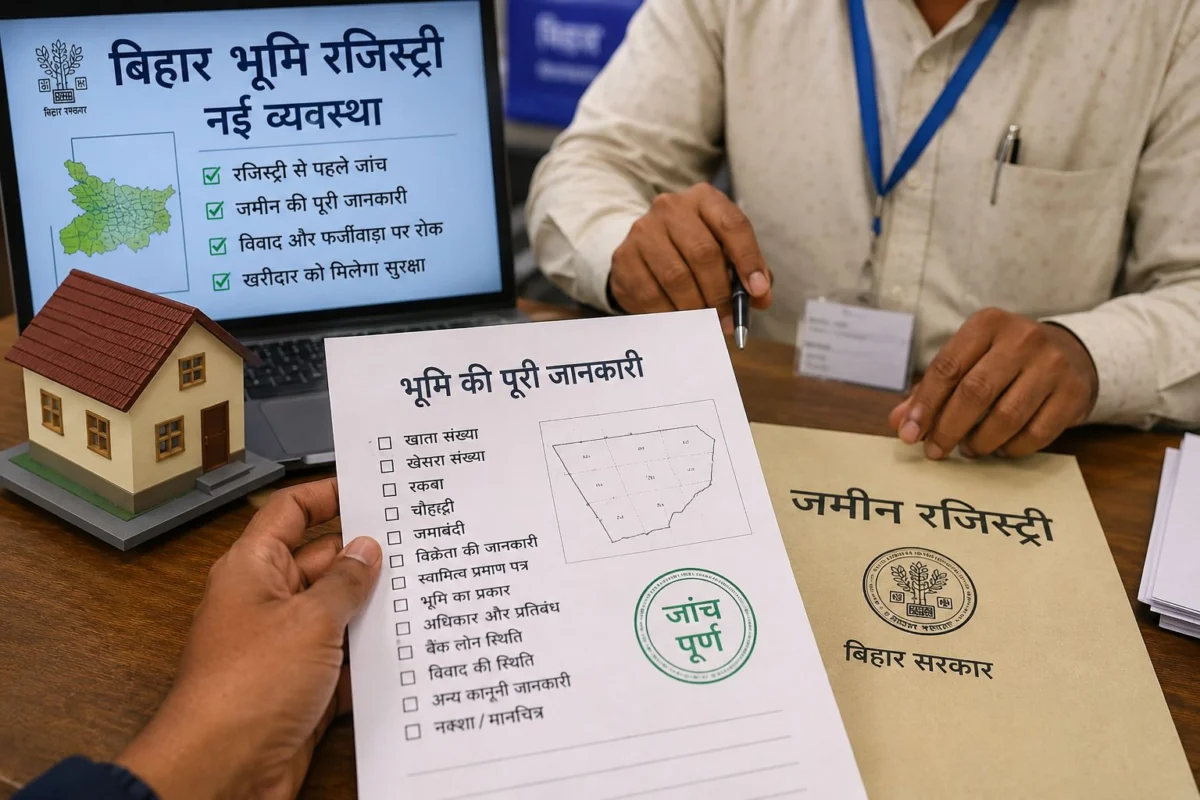 बिहार में जमीन खरीदने से पहले होगी सरकारी जांच, रजिस्ट्री से पहले खरीदार को मिलेगी पूरी जानकारी 1 बिहार में जमीन खरीदने से पहले होगी सरकारी जांच, रजिस्ट्री से पहले खरीदार को मिलेगी पूरी जानकारी
